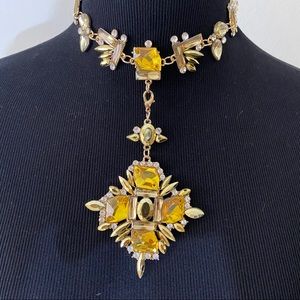 Sexy Gold Crystal Choker Gothic Cross Necklace